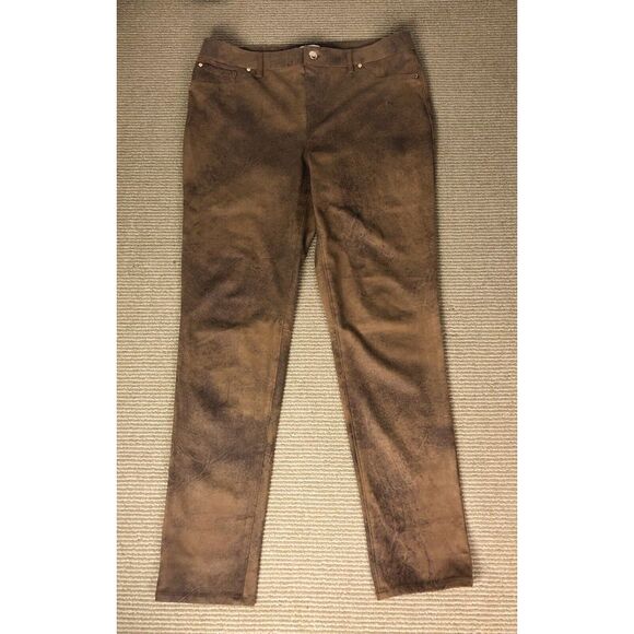 Chico's Faux-Suede 5-Pocket Regular Pants Size 1‎ (32x29)Brown Pants - Picture 1 of 11